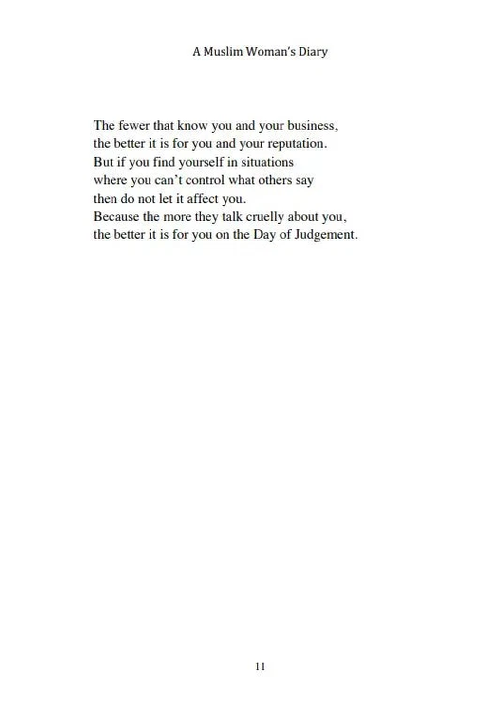 A Muslim Woman’s Diary